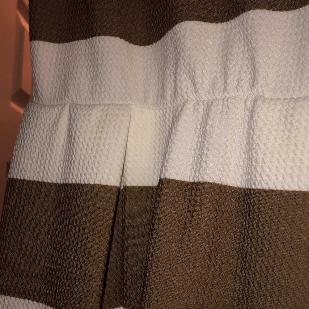 Brown and White Striped Spring Dress - Picture 4 of 6